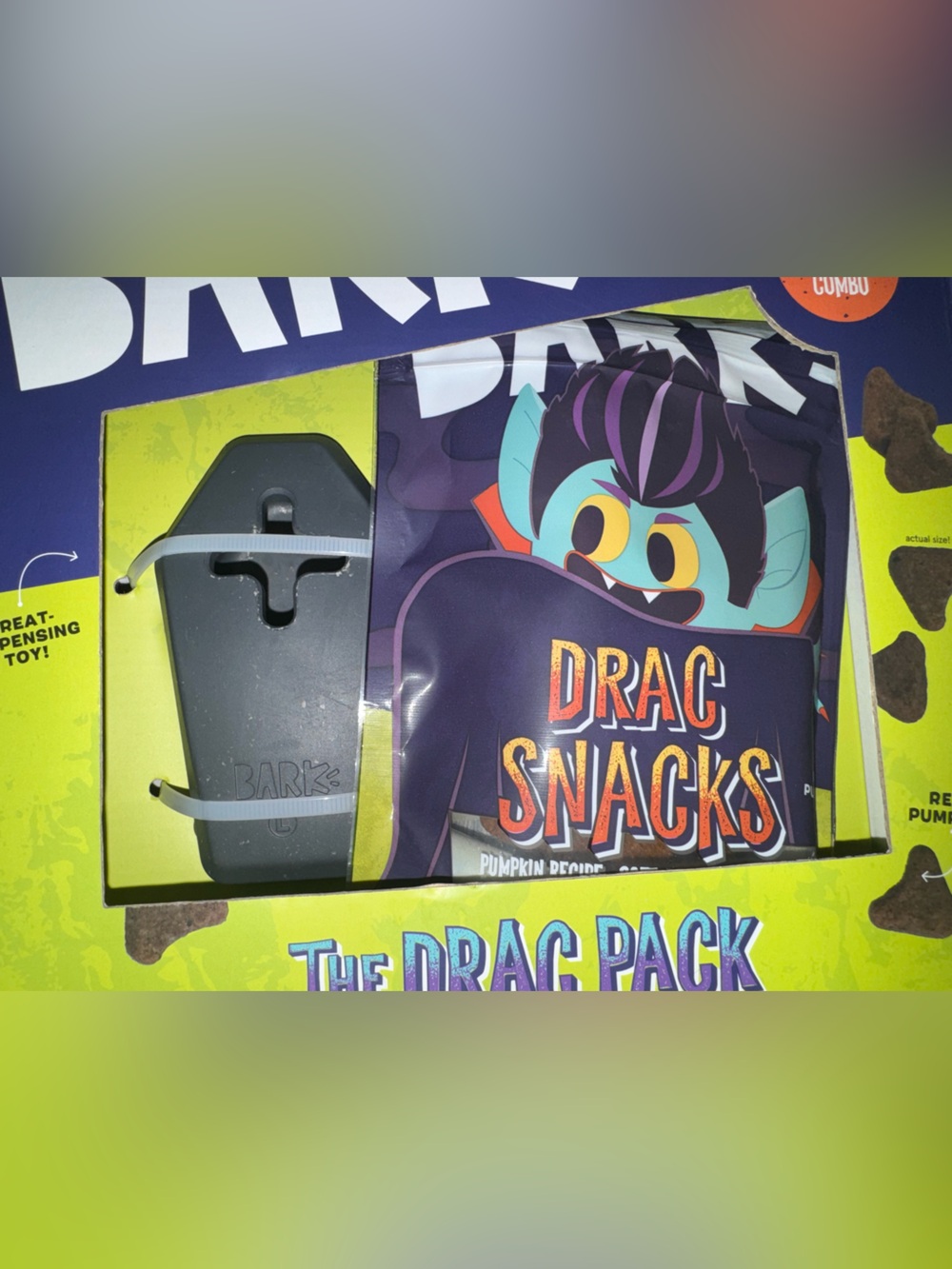 Bark Box Super Chewer Drac Pack L dog toy & treat Halloween Dracula gift set NEW